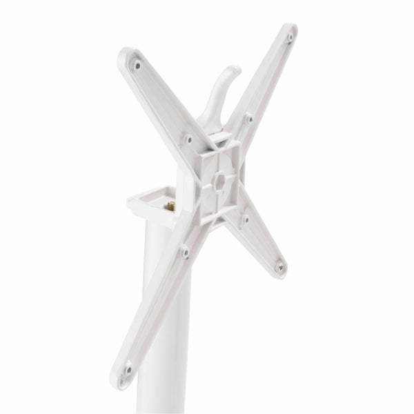 Weißes Tischuntergestell mit kreuzförmiger Montageplatte zur Befestigung von Tischplatten.