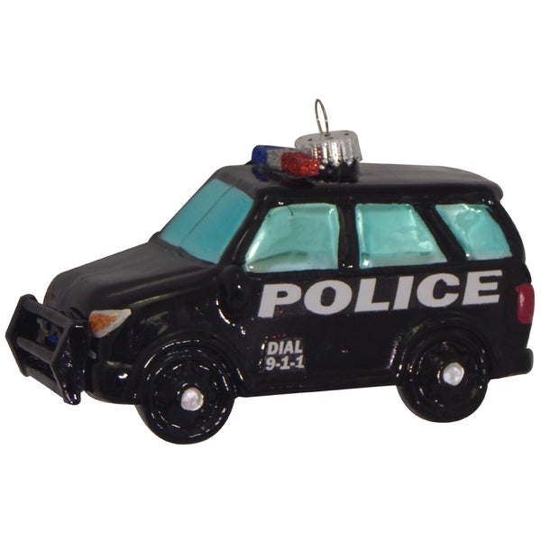 SUV-Polizeifahrzeug 11cm, Glasornament, mundgeblasen und handekoriert, 1 Stck.