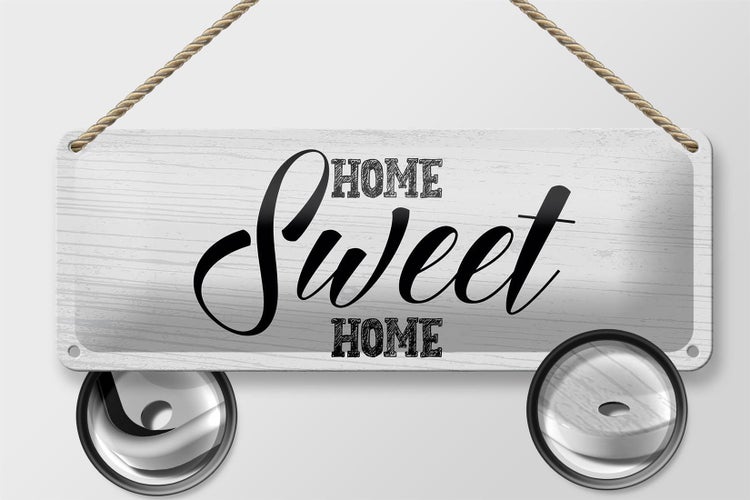Blechschild Spruch Home Sweet Home 27x10cm Dekoration