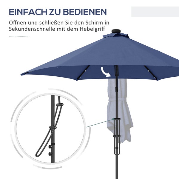 Outsunny Sonnenschirm, Ampelschirm mit UV-Schutz, 290cm x 290cm x 260cm, Stahl, Dunkelblau