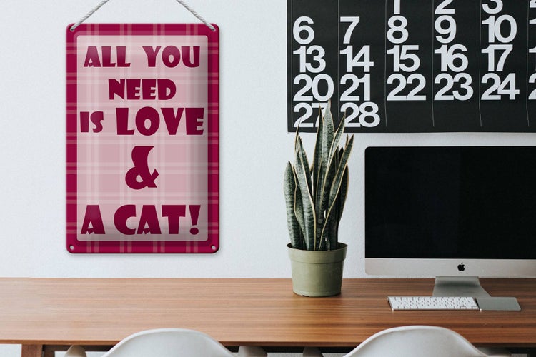 Blechschild Spruch 20x30cm All you need is love & a Cat