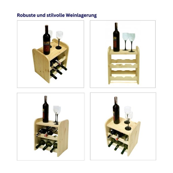 PROREGAL Weinregal Pinotwine C HxBxT 36 x 34,4 x 26,5 cm 6 Flaschen Massives Kiefernholz Natur Unbehandelt