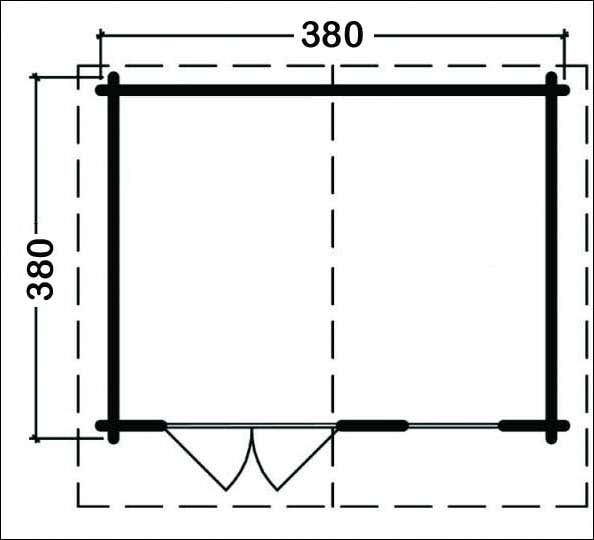 Alpholz Gartenhaus Erki-44 B ISO Gartenhaus aus Holz in natur, Holzhaus mit 44 mm Wandstärke, Blockbohlenhaus mit Montagematerial imprägniert 3,8x3,8m