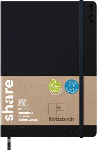 share Notizbuch A5 blanko schwarz