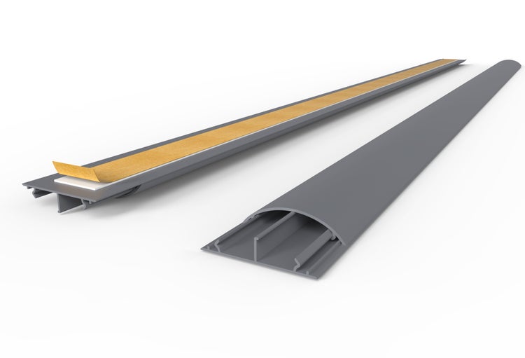 CILSON WDK5012SG Art.-Nr. 6700350 Kabelkanal 50 x 12 mm x 2.000 mm - Trittfest, selbstklebend mit Bodenbelochung, grau RAL 7035