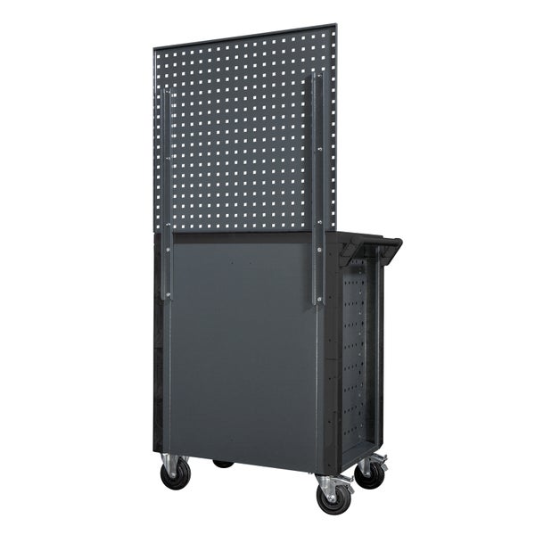 PROREGAL Werkstattwagen Cheetah Plus + Lochplatte | 7 Schubladen | HxBxT 168,5x75x47,5cm | Anthrazitgrau/Silbergrau | Schubladenbox, Werkzeugschublade