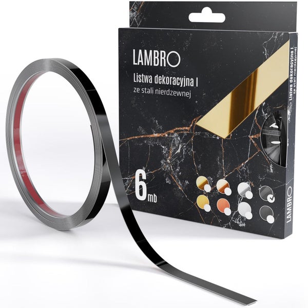 Lambro Dekorleiste aus Edelstahl, 6 Meter, auf Rolle mit Verpackung