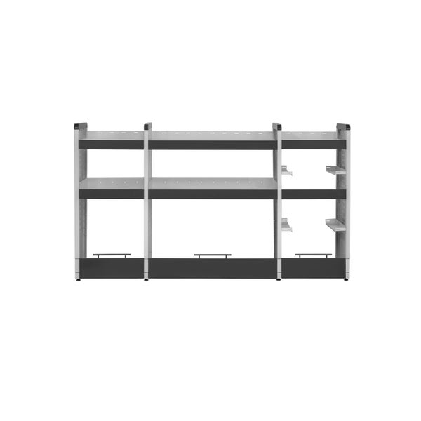 PROREGAL Fahrzeugregal KFZ | 2 Ebenen & 2 Kofferebenen | HxBxT 110x196x40cm | Lichtgrau/Anthrazit | Autoregal, Einbauregal, Kofferregal