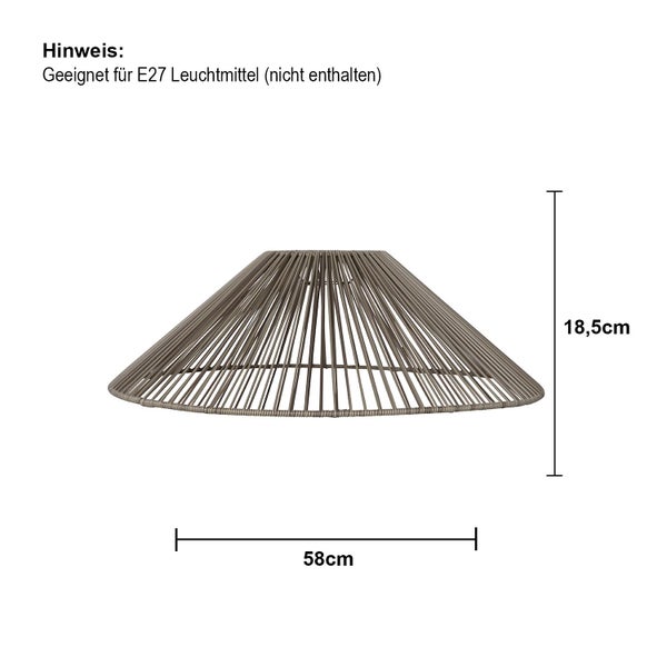 Lampenschirm aus Metalldraht, Durchmesser 58 cm, Höhe 18,5 cm
