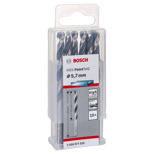 Bosch Logo. HSS PointTeQ Metallbohrer Set mit 5,7 Millimeter Durchmesser, 10 Stück
