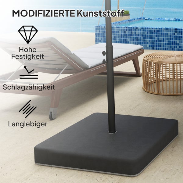 Outsunny Sonnenschirmständer 4-teilig Wasserdicht Schirmgewicht, Schirmständer für Ampelschirm, Bodenkreuz befüllbar mit Sand 80 kg, Ampelschirmständer Gewichte Sonnenschirmfuß Kunststoff Schwarz