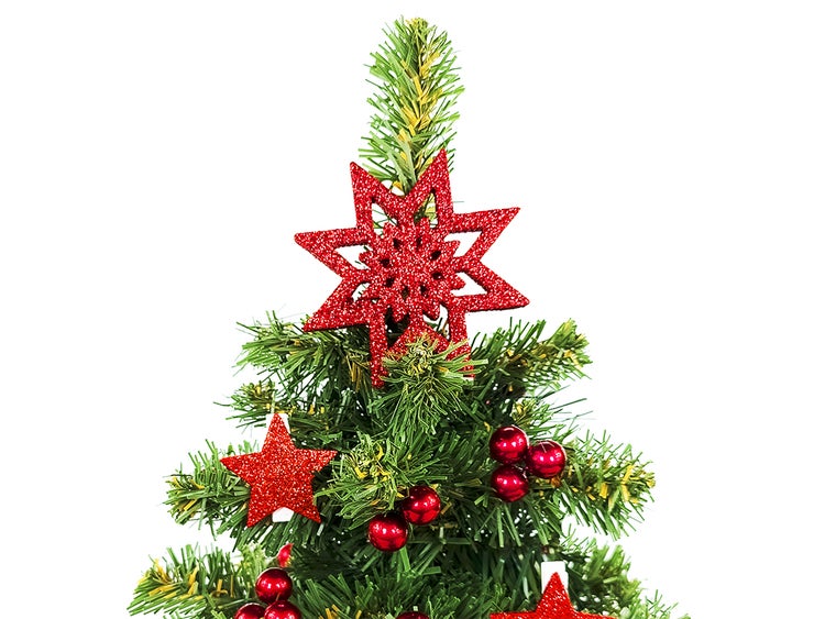 Geschmückter künstlicher Weihnachtsbaum mit 24 Ornamenten TINY 6 im Topf 25 cm