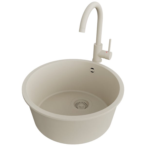 Runde Küchenspüle mit Wasserhahn