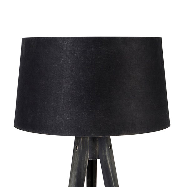 Stehlampe mit Lampenschirm aus Stoff und Holzfuß