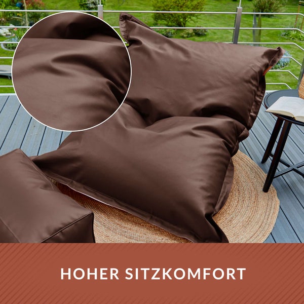 Green Bean XXL Riesen-Sitzsack aus Kunstleder mit EPS Perlen Füllung  - 140 x 180 cm 380 Liter - Bean Bag Sitzkissen Sitzpuff Sitzsessel Bodenkissen Lounge - Dunkelbraun