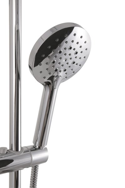 Calmwaters® Duschsystem Chrom, mit Regendusche & Handbrause, 3-strahlige Handbrause, wassersparend, Anti-Kalk, höhenverstellbar, Kleben oder Bohren, 20DP6157