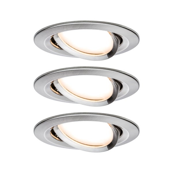LED Einbauleuchte 3-Step-Dim Nova Coin 3-Step-Dim Basisset schwenkbar rund 84mm 50° Coin 3x6W 3x470lm 230V dimmbar 2700K Eisen gebürstet