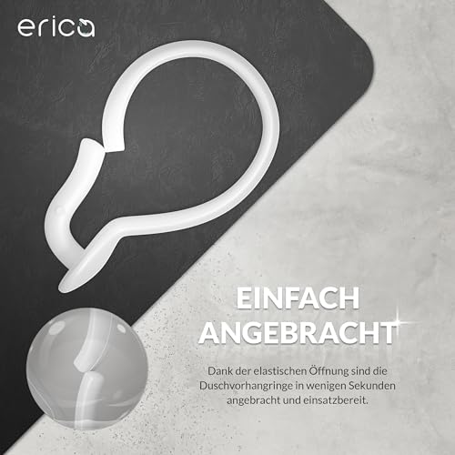 Erica Duschvorhangringe für Duschstange Weiß 12er Packung