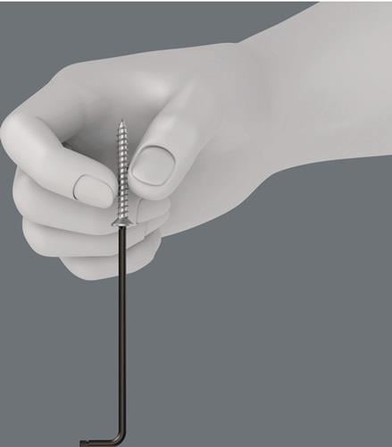 Schraubendreher mit Schraube in der Hand