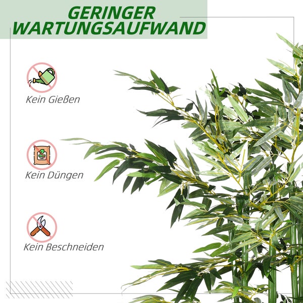 Künstlicher Bambus mit geringem Wartungsaufwand: kein Gießen, kein Düngen und kein Beschneiden erforderlich.