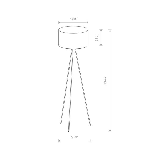 Abbildung einer Stehlampe mit den Maßen 45 mal 25 mal 156 Zentimeter