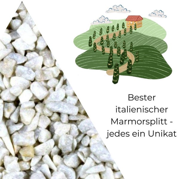 Kieselsteine Garten Carrara Weiß Zierkies Ziersplitt Splitt 5-8 mm 25 kg Aquarium Kies Marmorkies Steinteppich Zierstein Weiß