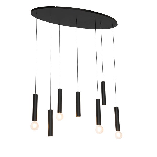 Design-Hängelampe schwarz oval 7-flammig - Tuba