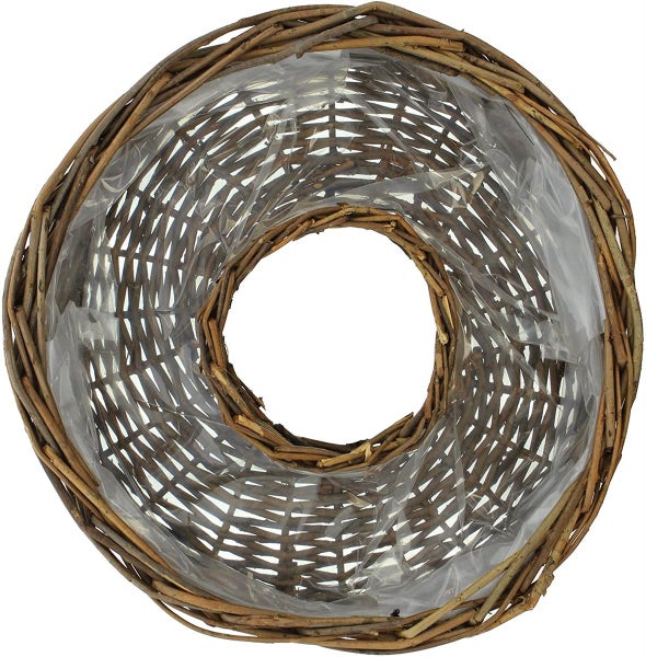 Dekoleidenschaft 2x Pflanzrad aus Weide, braun, Pflanzschale, Blumenschale, Pflanzgefäß, Blumentopf, Gartendeko für Draußen