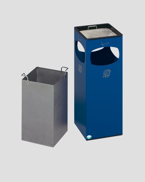 PROREGAL Robuster Kombiascher Mit 4 Fach Einwurf HxBxT 66 x 25 x 25 cm Verzinkter Stahl Blau