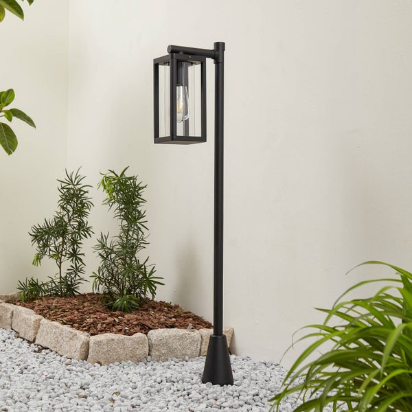 Lucande Außenleuchte Siveta (Modern) in Schwarz aus Aluminium (1 flammig, E27) - Wegeleuchte Pollerleuchte Wegelampe Sockelleuchte