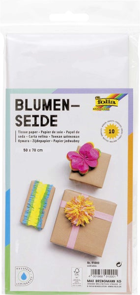 Folia  Blumenseide 20g/m², 50x70cm, 10 Bogen, weiß