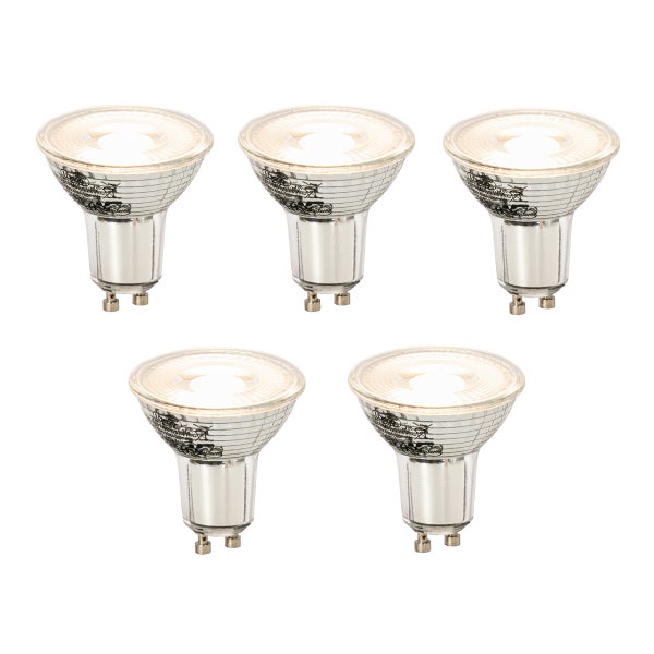 Fünf LED-Reflektorlampen mit GU10 Sockel im Set.