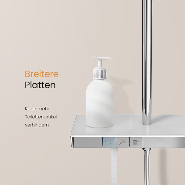 Armatur mit Ablagefläche und Seifenspender im Badezimmer