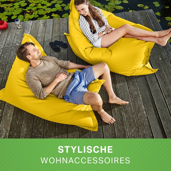 Green Bean Sitzsack XXL 140x180cm 380 Liter Kinder & Erwachsene Bean Bag EPS Perlen Füllung Riesensitzsack Groß Draußen Outdoor Liegekissen Waschbar Wetterfest Lounge Sitzkissen Bodenkissen Gelb