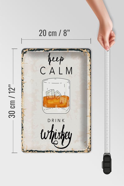 Blechschild Spruch Alkohol Keep Calm Drink Whisky 20x30cm