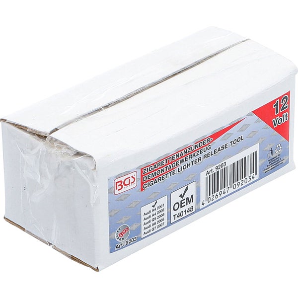 Verpackung eines Zigarettenanzünder Demontagewerkzeugs 12 Volt