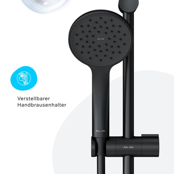 AM.PM Duschset mit runder Handbrause und verstellbarem Handbrausenhalter an der Duschstange