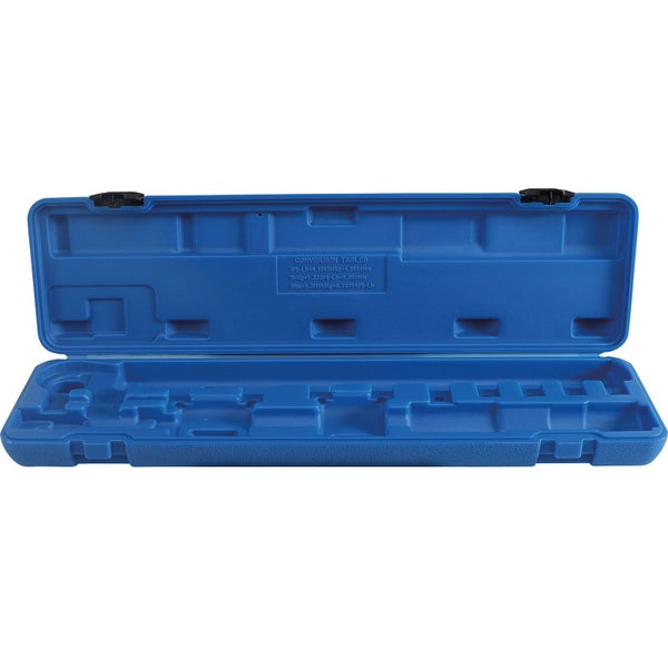Offener, blauer Werkzeugkoffer aus Kunststoff
