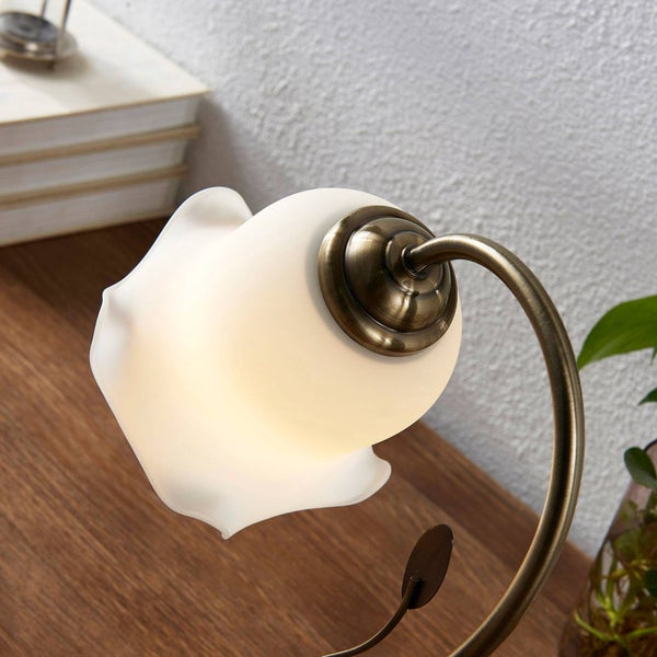 Lindby Tischlampe Matea (Florentiner) in Weiß aus Glas (1 flammig, E27) - Florentiner Tischleuchte Schreibtischlampe Nachttischlampe Wohnzimmerleuchte
