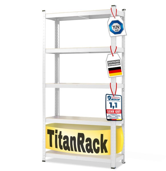 FLOORDIREKT Schwerlastregal - Universal einsetzbar - Weiß - 220 x 90 x 45 cm - Traglast 875 kg