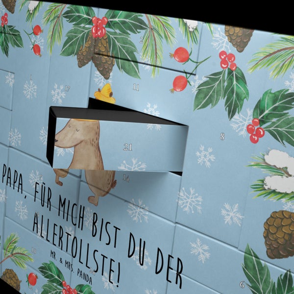 Mr. & Mrs. Panda Befüllbarer Adventskalender Bären mit Hut - Blau Pastell