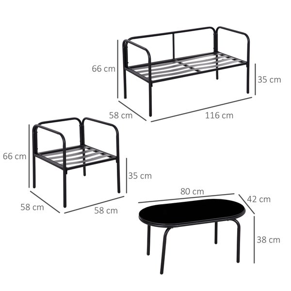 Outsunny 4-tlg. Gartenmöbel-Set, 116L x 58B x 66H cm, Stahl, Polyester, braun
