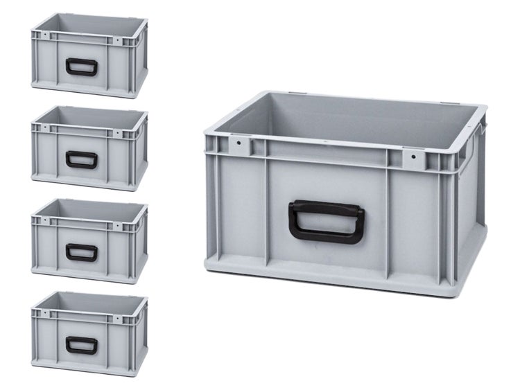 PROREGAL Spar Set 5x Eurobox Nextgen Portable Uno HxBxT 22 x 30 x 40 cm 20 Liter Eurobehälter Transportbox Transportbehälter Stapelbehälter