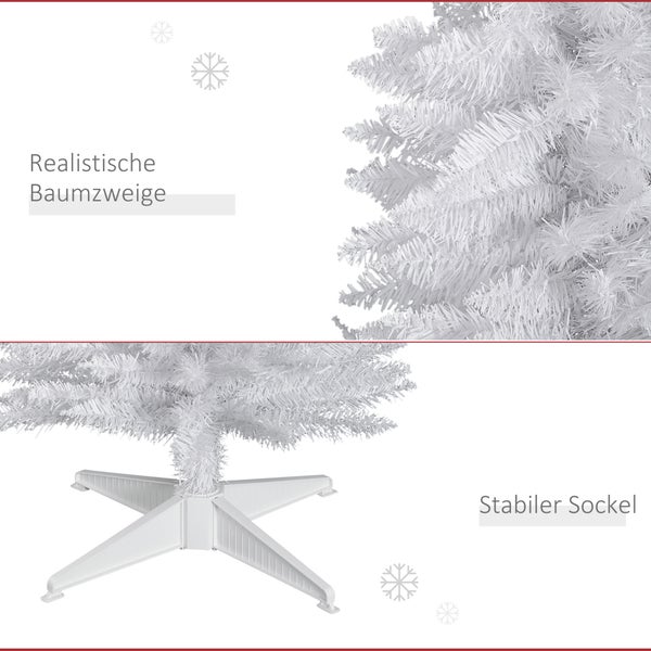 HOMCOM Weihnachtsbaum, Ø55 x 180 cm, PVC, Weiß