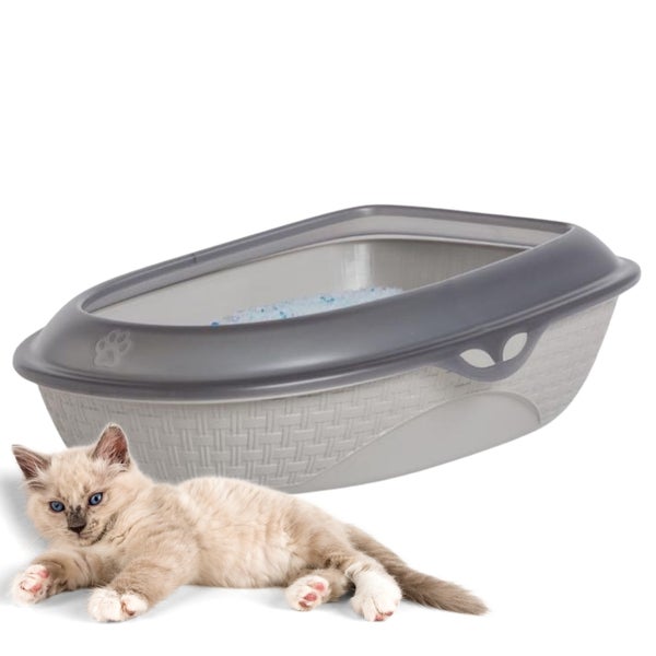 Katzentoilette XXL 60 cm Rattan Optik Katzenklo Katzen Schalen Toilette WC Rand