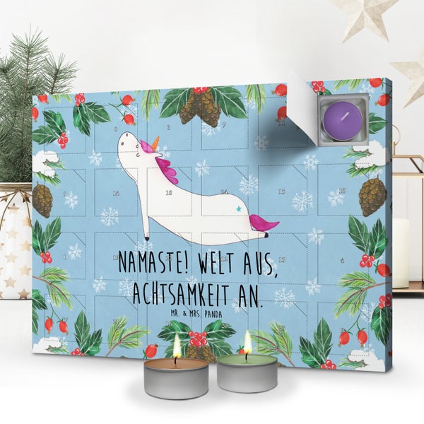 Mr. & Mrs. Panda Duftkerzen Adventskalender Einhorn Yoga - Blau Pastell