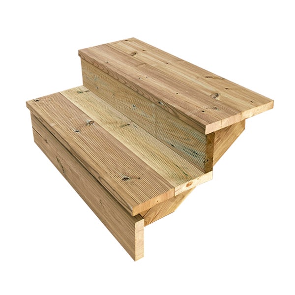 Terrassentreppe, Außentreppe, Gartentreppe  Holz H37cm 2 Stufen, Breite 80cm, MIT Setzstufen