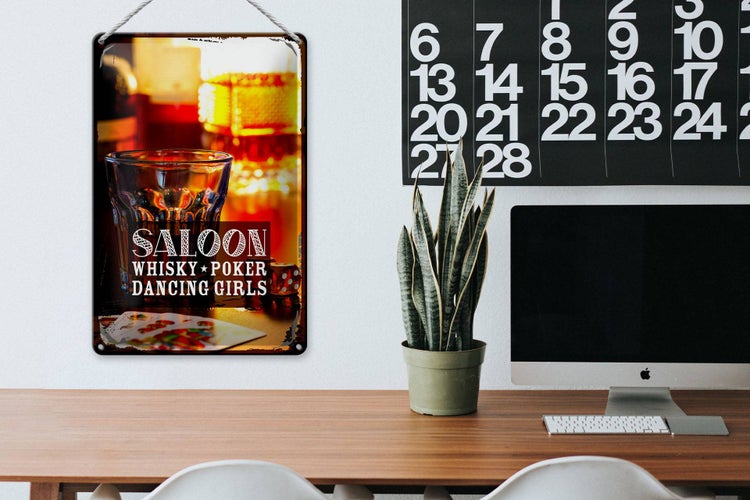 Blechschild Spruch Saloon Whisky Poker Zigarre Girls 20x30cm