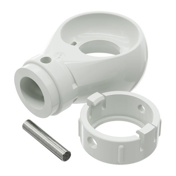 Geiger Kugelöse Kunststoff | grau RAL 7035 | Innenprofil rund 12 mm | inkl. Sicherungsring und Mitnehmerstift Nirosta