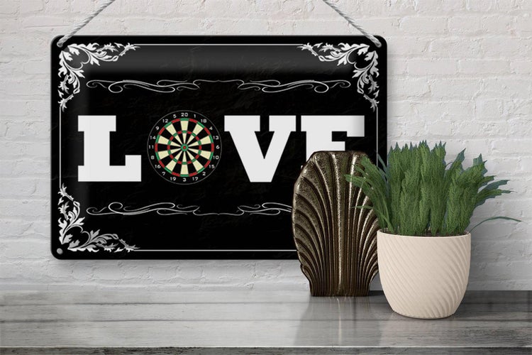 Blechschild Spruch 30x20cm Love Darts Wanddeko